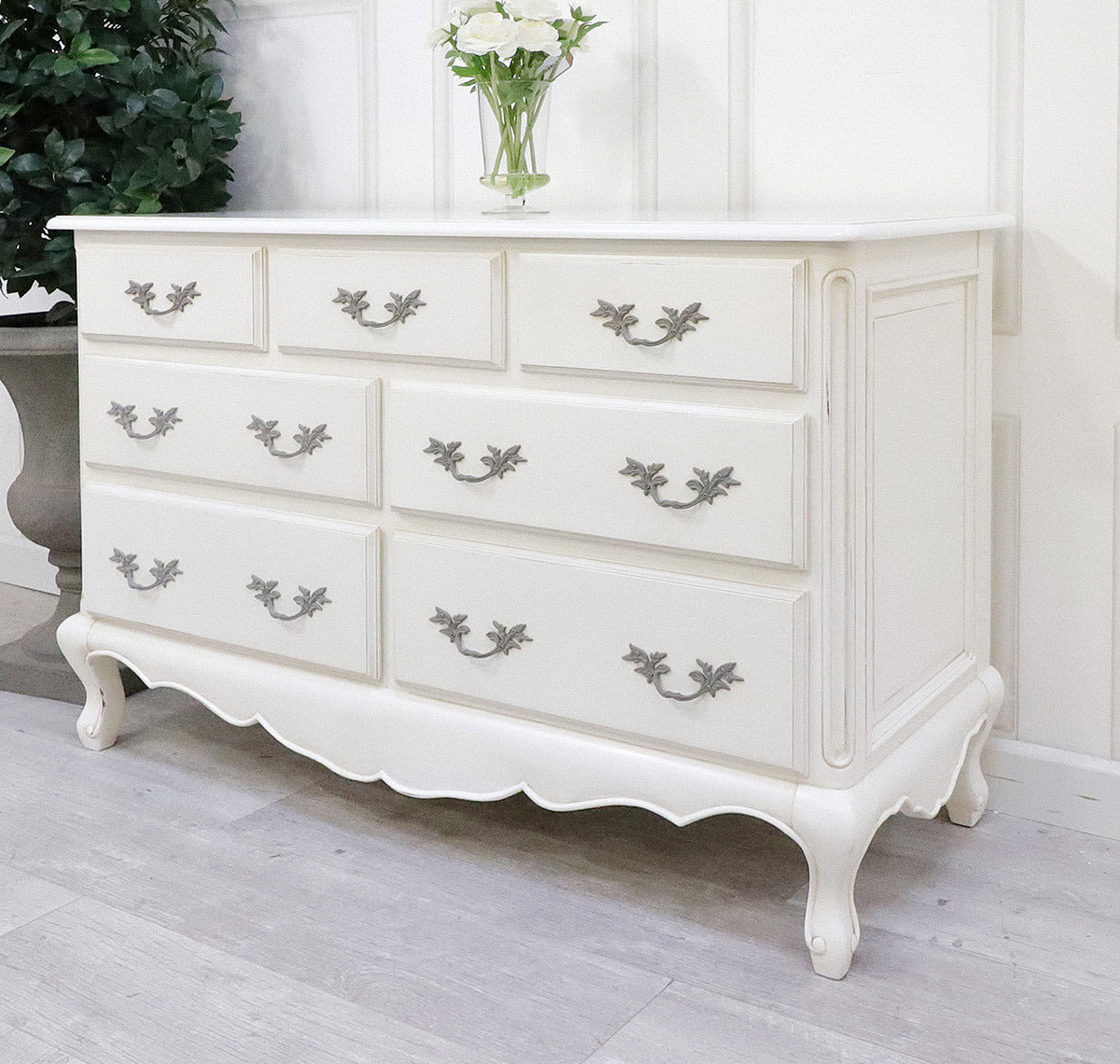 French Style White 7 Drawer Chest of Drawers