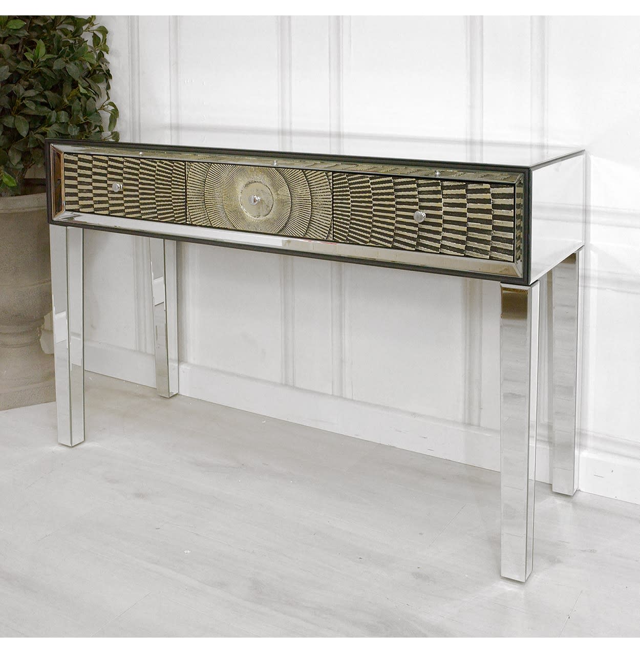 Circular Mirrored Console Table