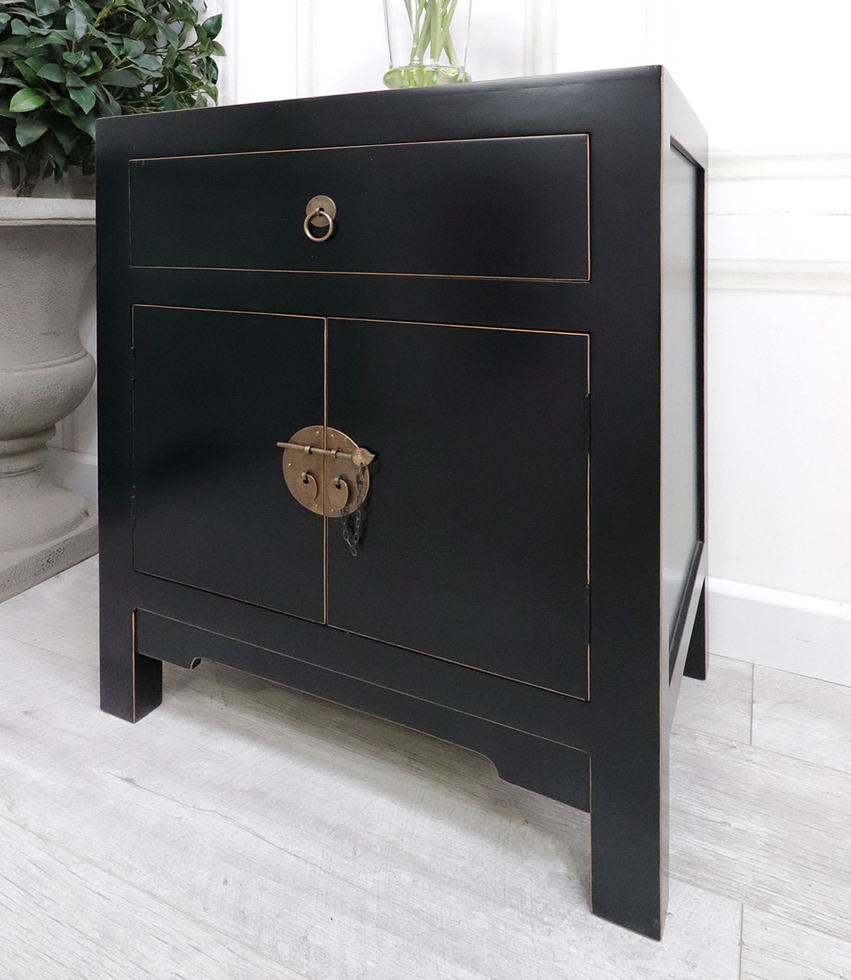 Oriental Style black 1 Drawer Cabinet