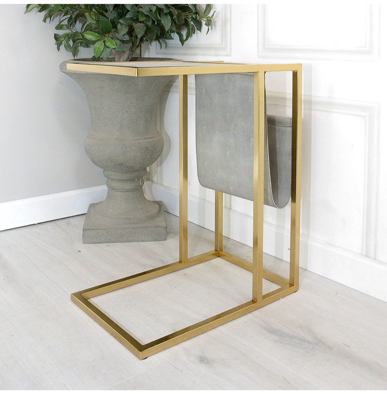 Faux Shagreen Gold Side Table