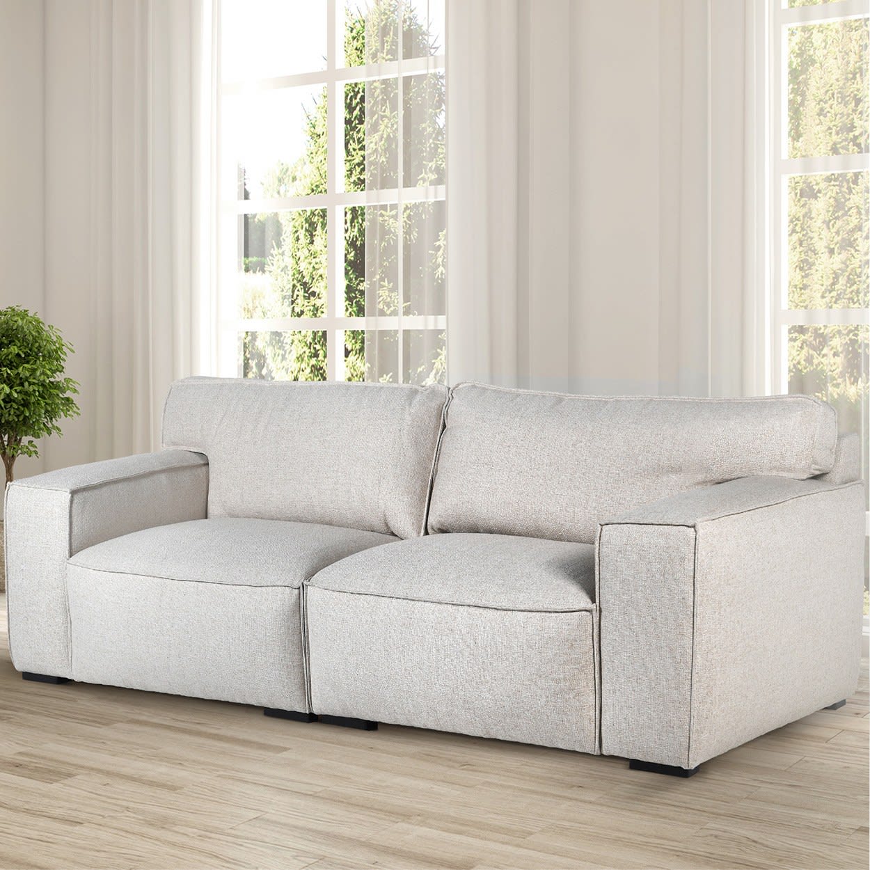 Oat Natural Linen Blend 3 Seater Sofa