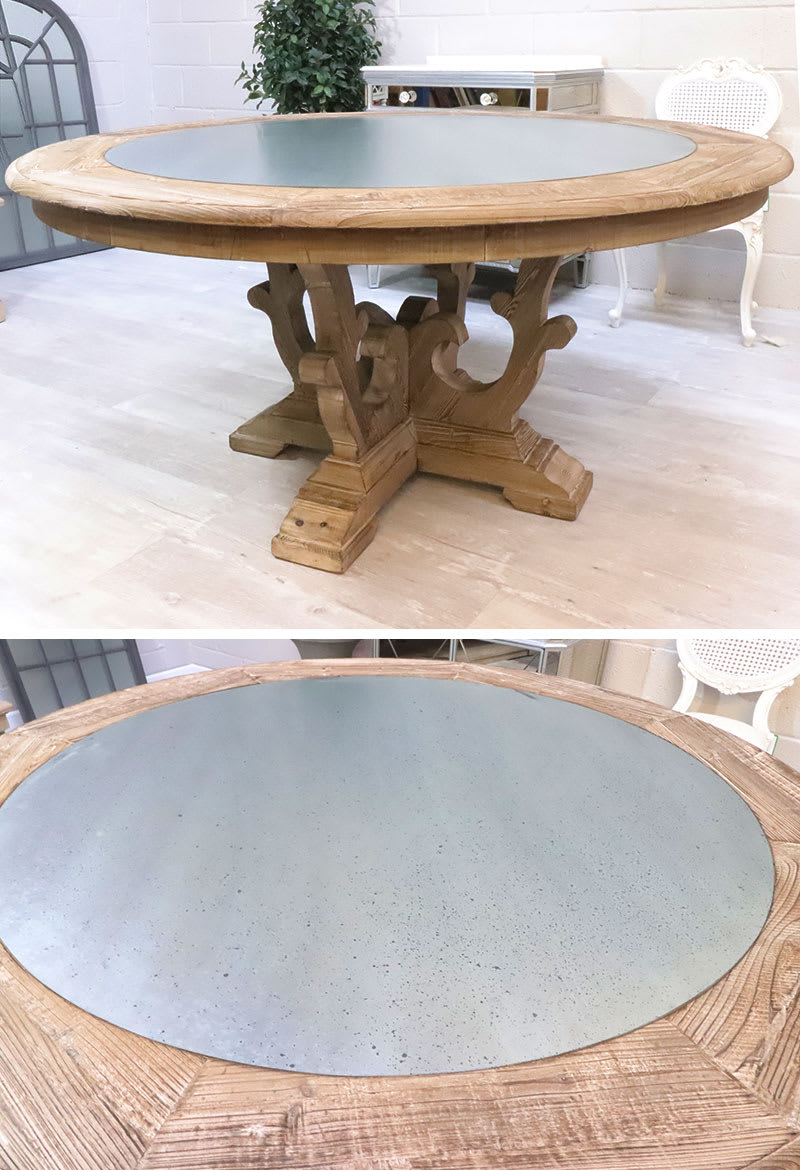 Zinc Top Round Dining Table