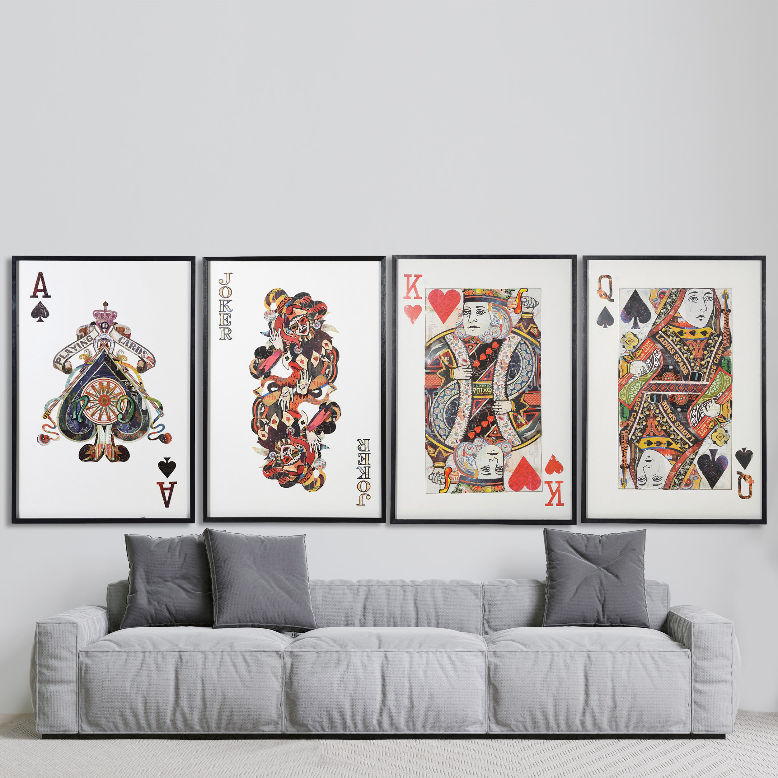 King of Hearts Large Playing Card Art in Frame