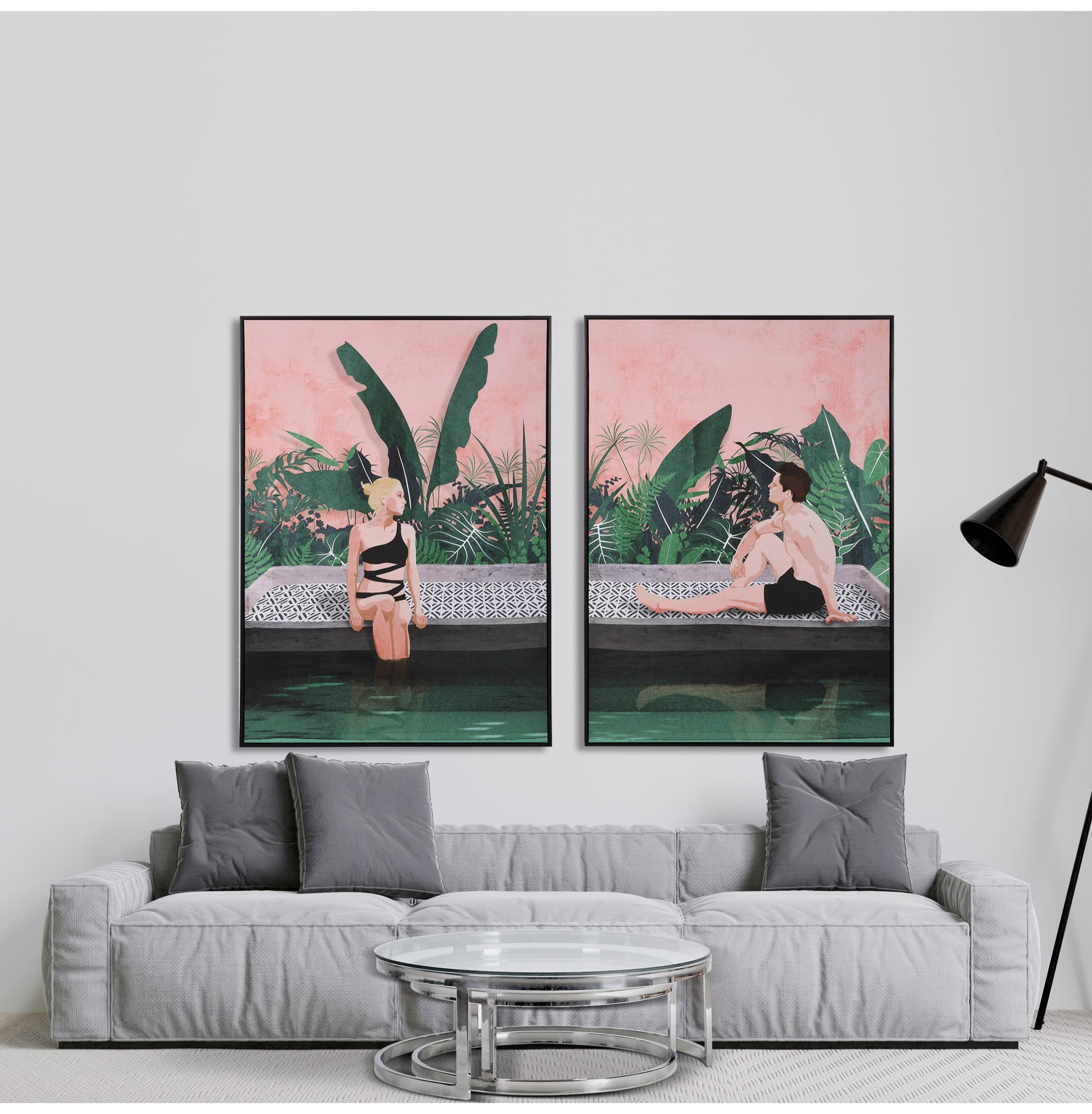 Lady By The Pool Wall Print