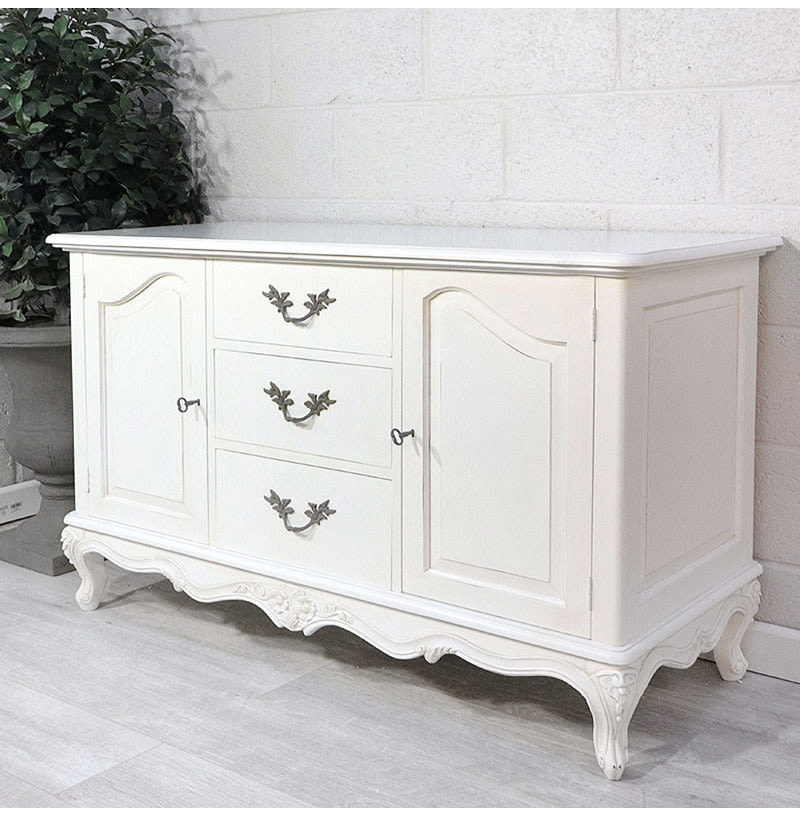 French Style White 3 Drawer Sideboard