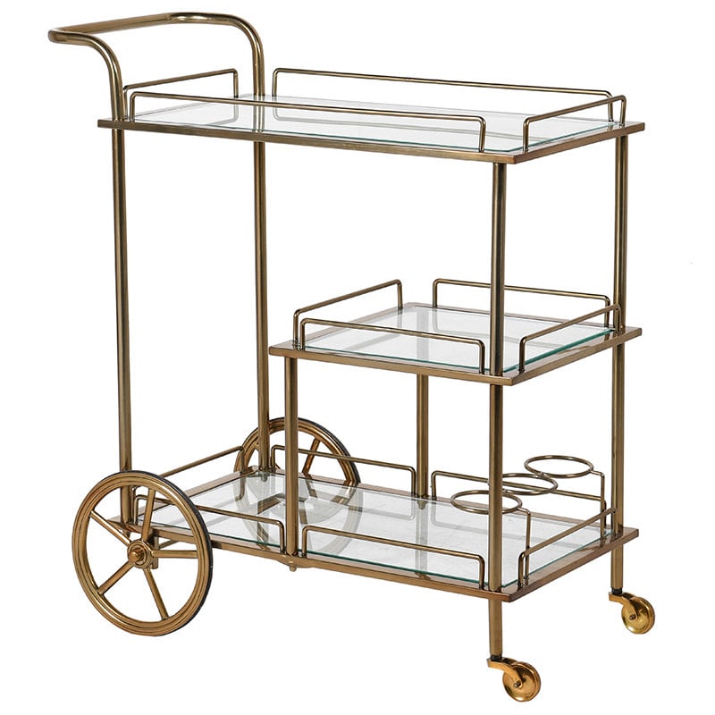 Brass and Glass Bar Trolley