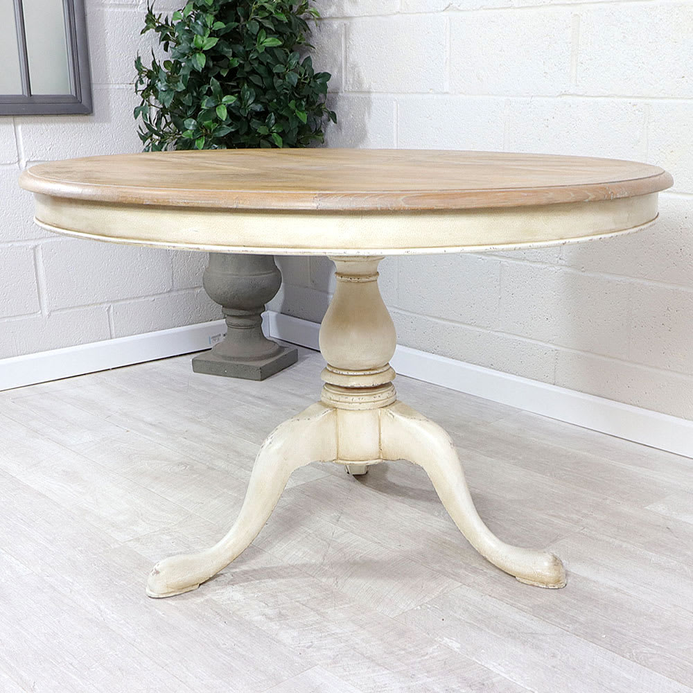 French Style Ivory Round Parquet Dining Table