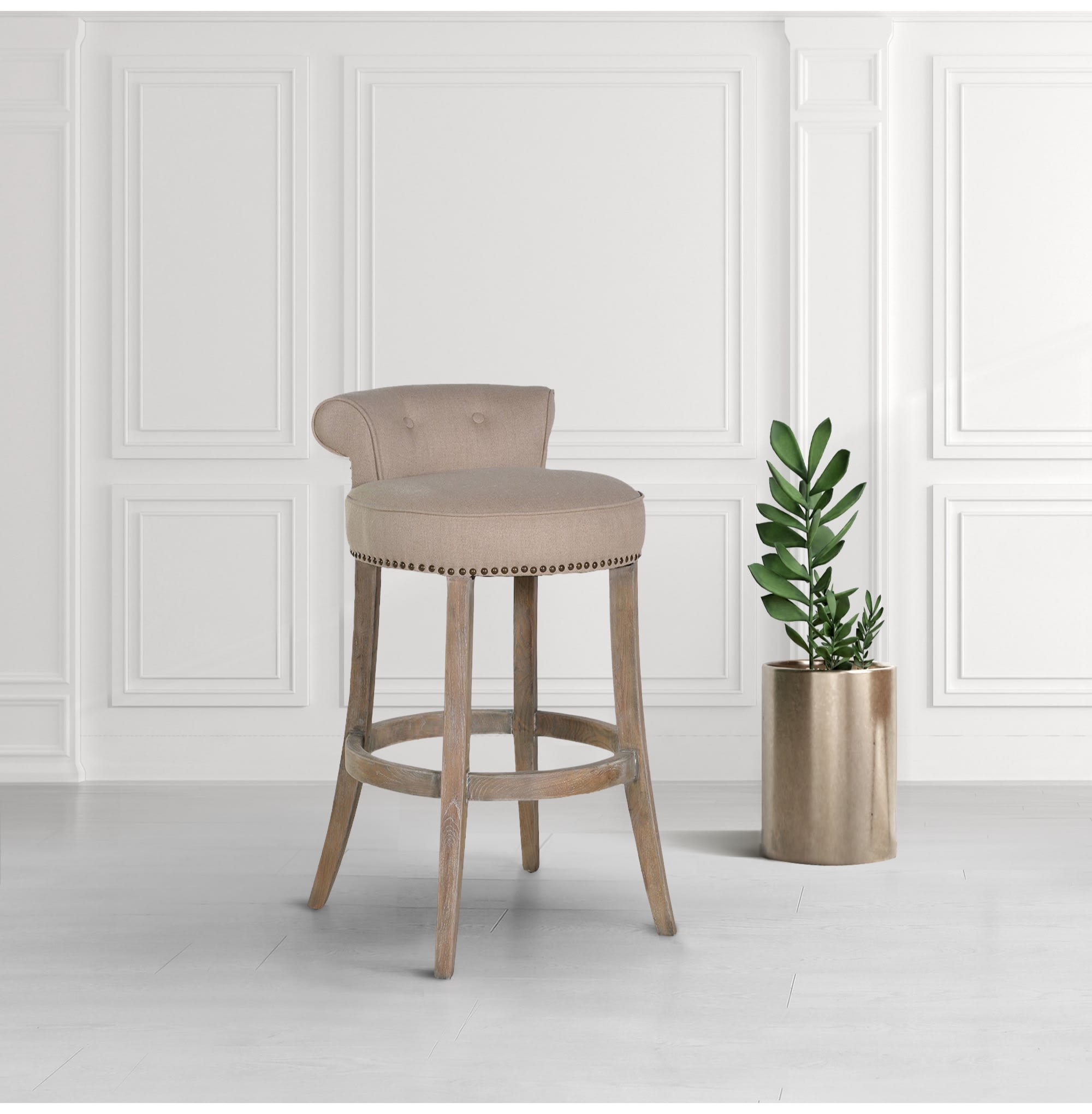 Cream Studded Bar Stool