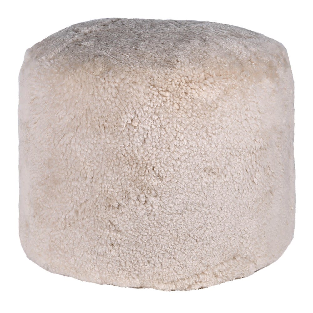 Ivory Sheepskin Pouf