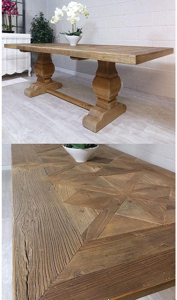 Large Parquet Pattern Dining Table