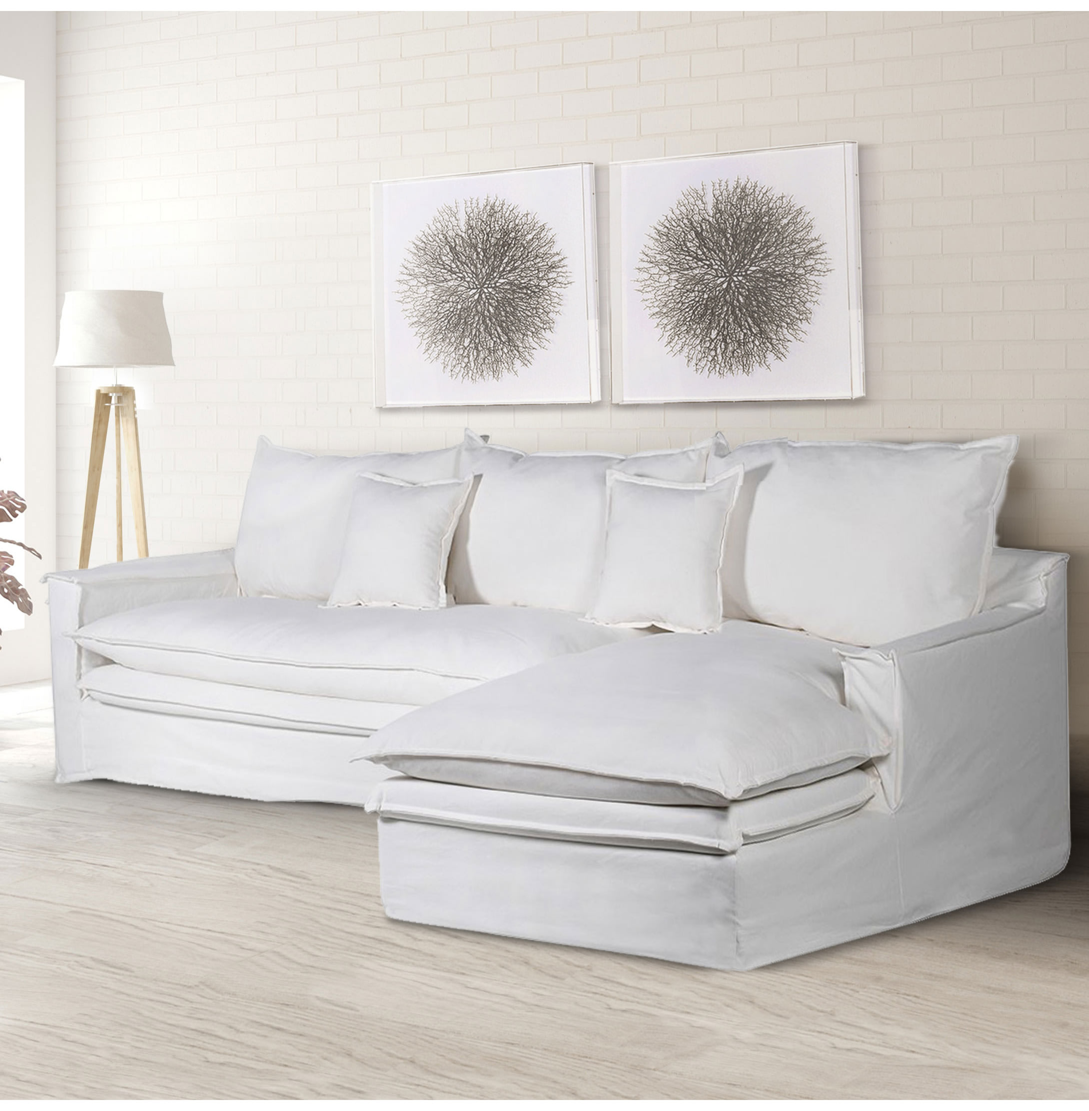 Cloud White Linen Corner Sofa