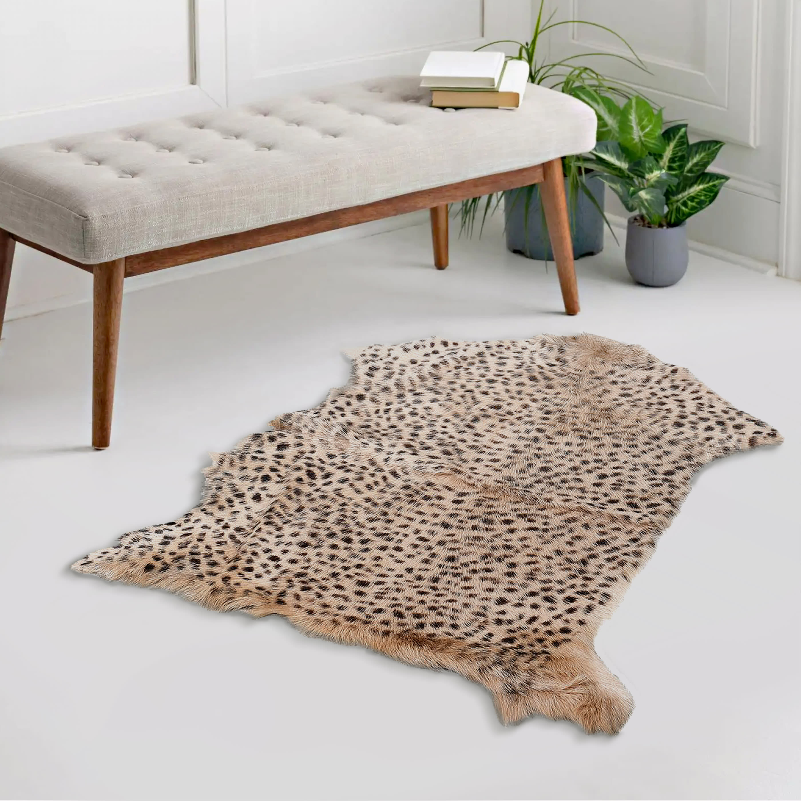 Leopard Print Goat Fur Rug