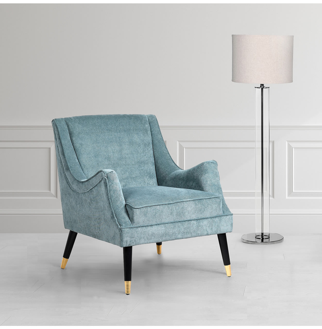 Corduroy Pale Blue Velvet Chair