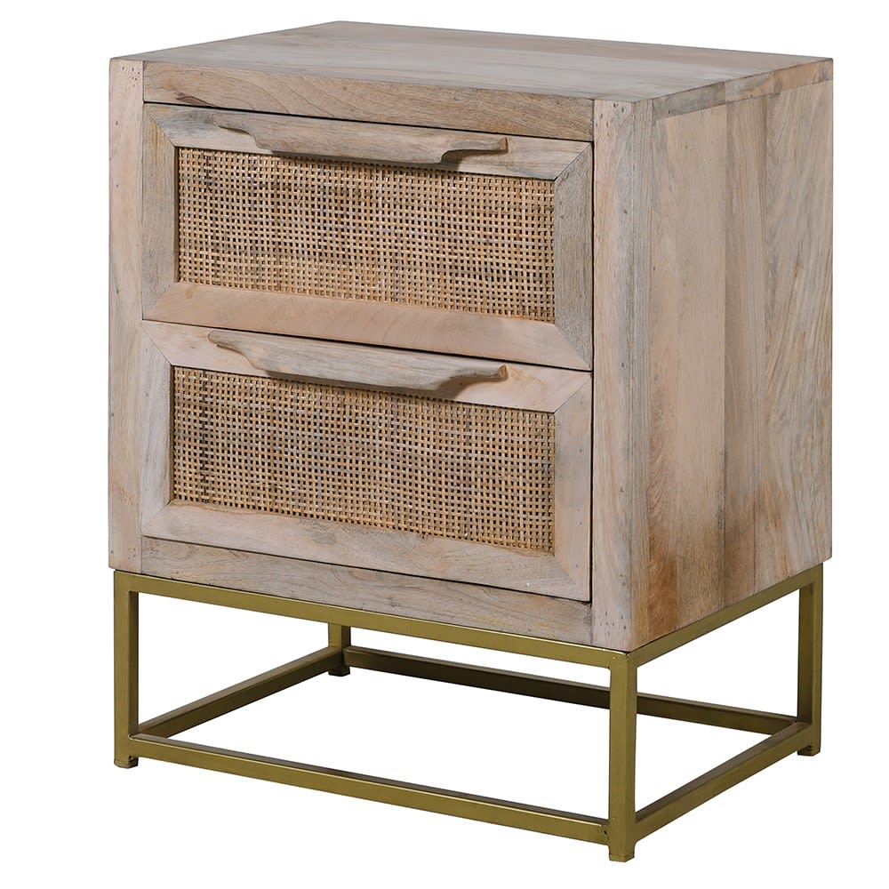 Mojave Cane 2 Drawer Bedside Table