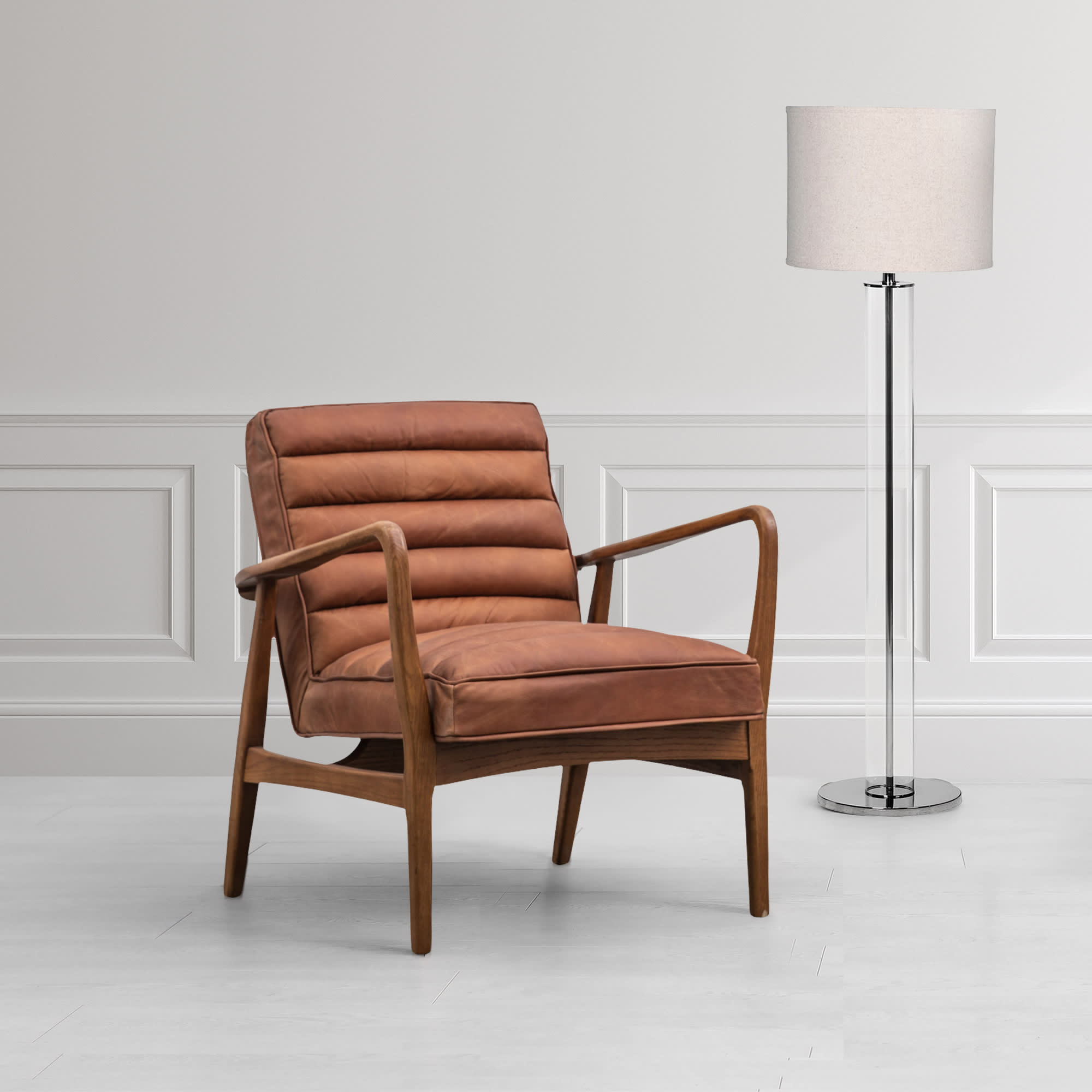 Evelyn Brown Leather Upholstered Armchair