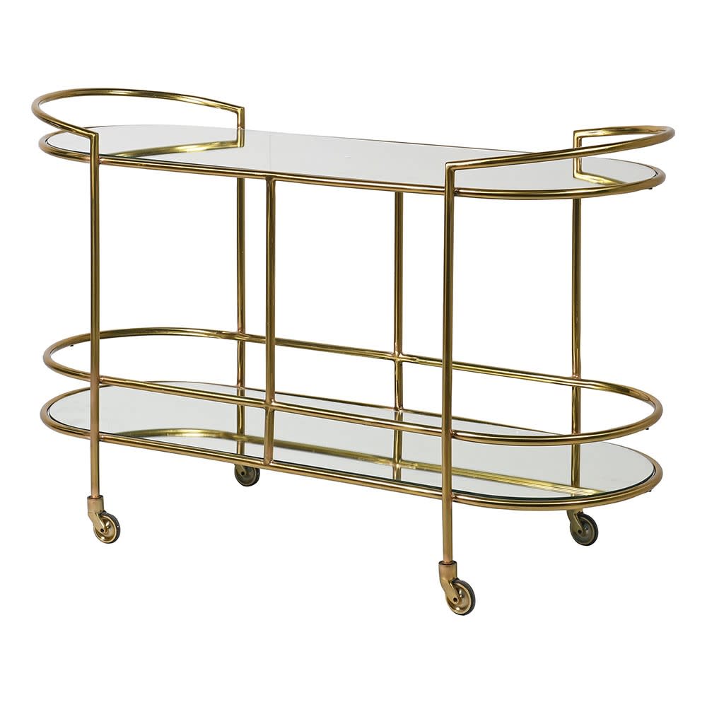 Large Gold and Mirrored Bar Cart