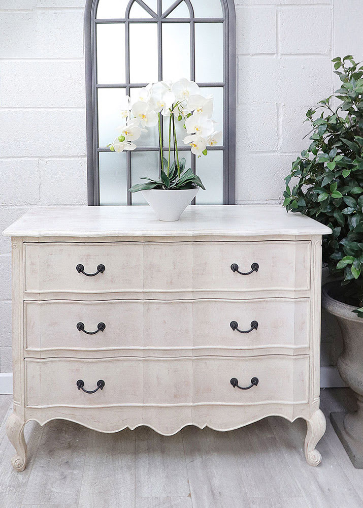 French Style Whitewashed Louis Chest