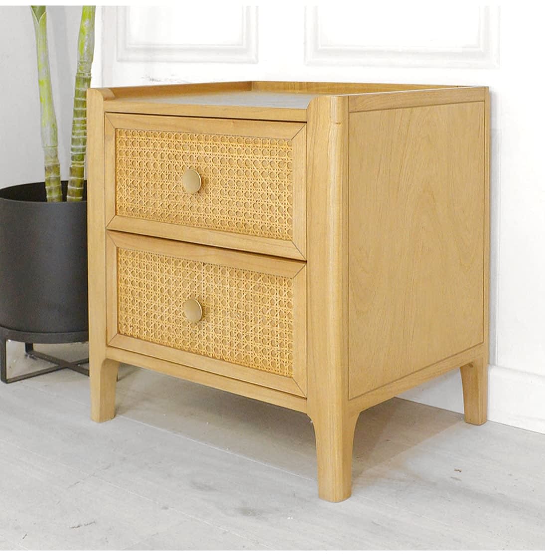 Bali Rattan 2 Drawer Bedside Table by Baker Furniture