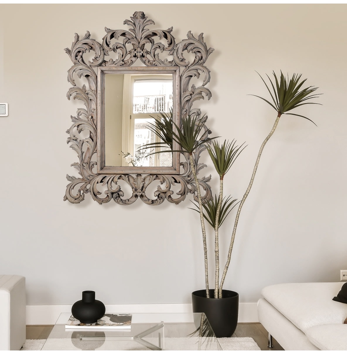 French Style Reclaimed Ornate Mirror