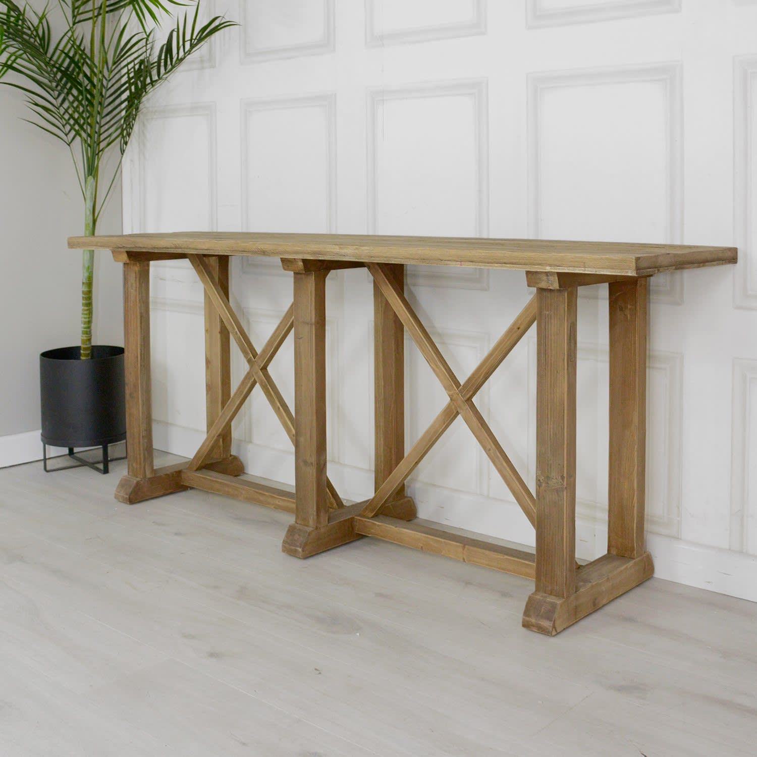 Rustic Farmhouse Cross Leg Hall Console Table