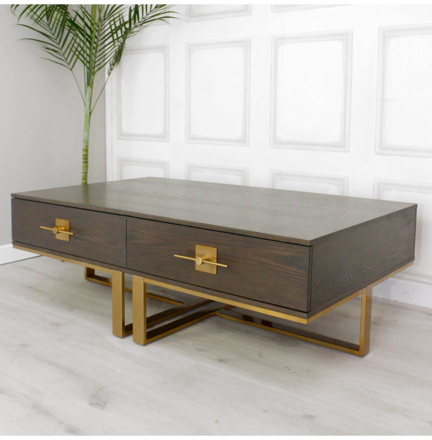 Brushed Gold 2 Drawer Coffee Table