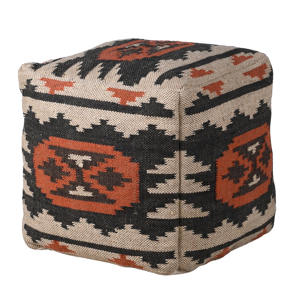 Bohemian Jute Atlas Pouf