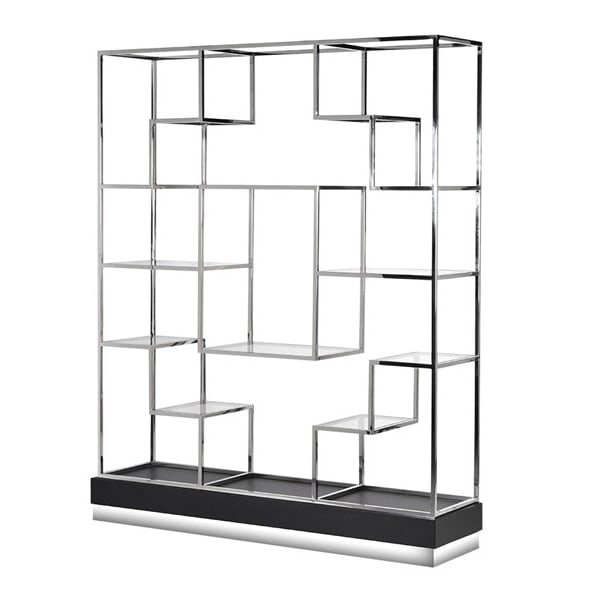 Sloane Chrome Glass Shelves Bookcase