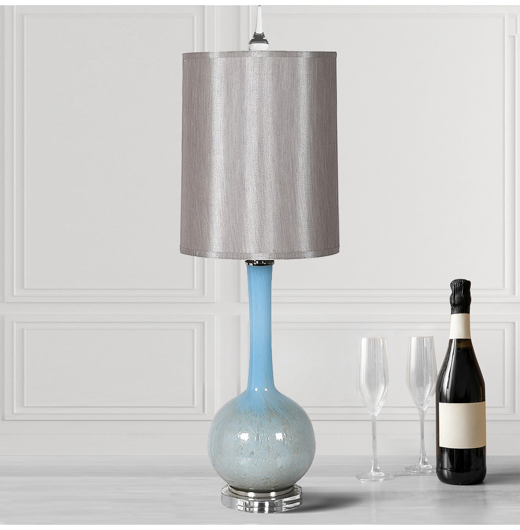 Brushed Sky Blue Table Lamp