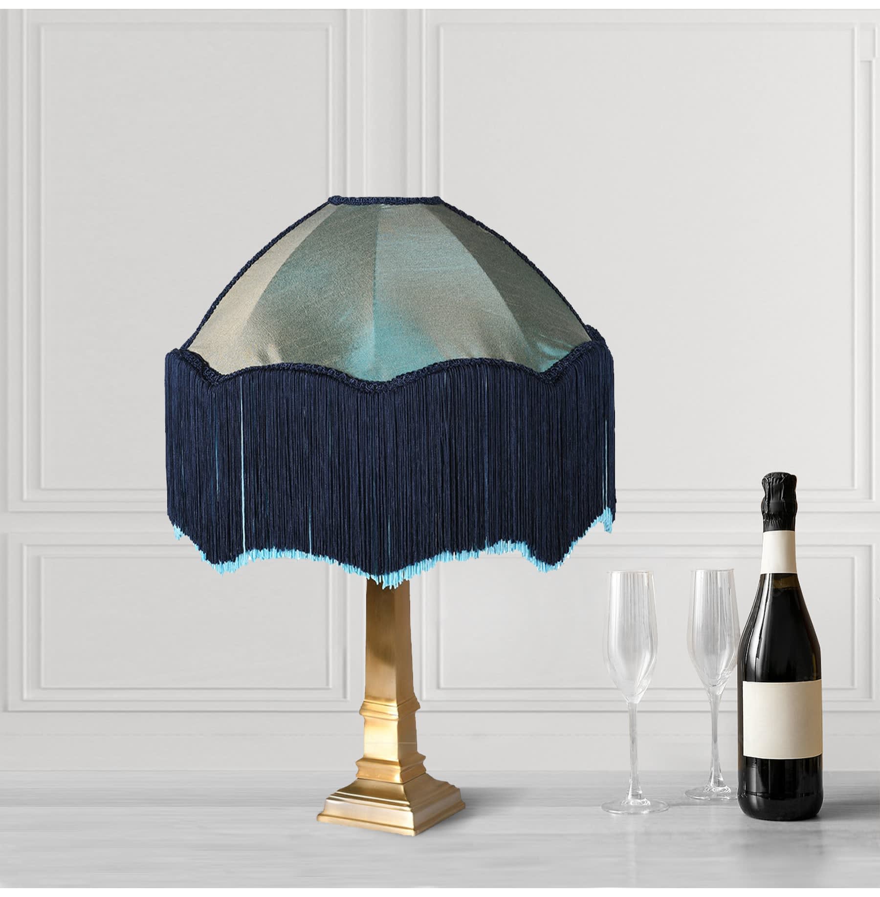 Moira Blue Tassle Shade Table Lamp