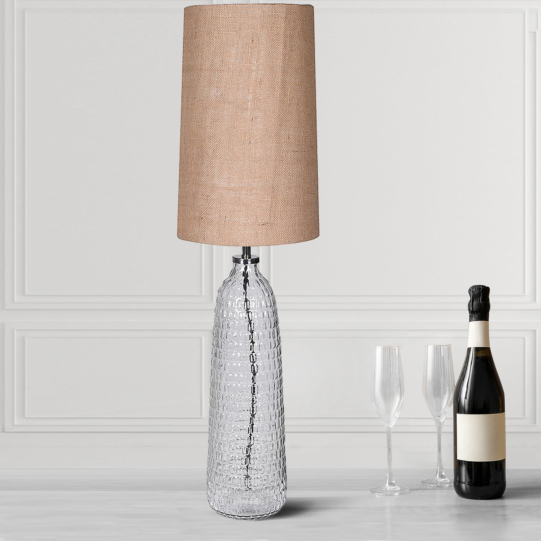 Ribbed Clear Glass Table Lamp