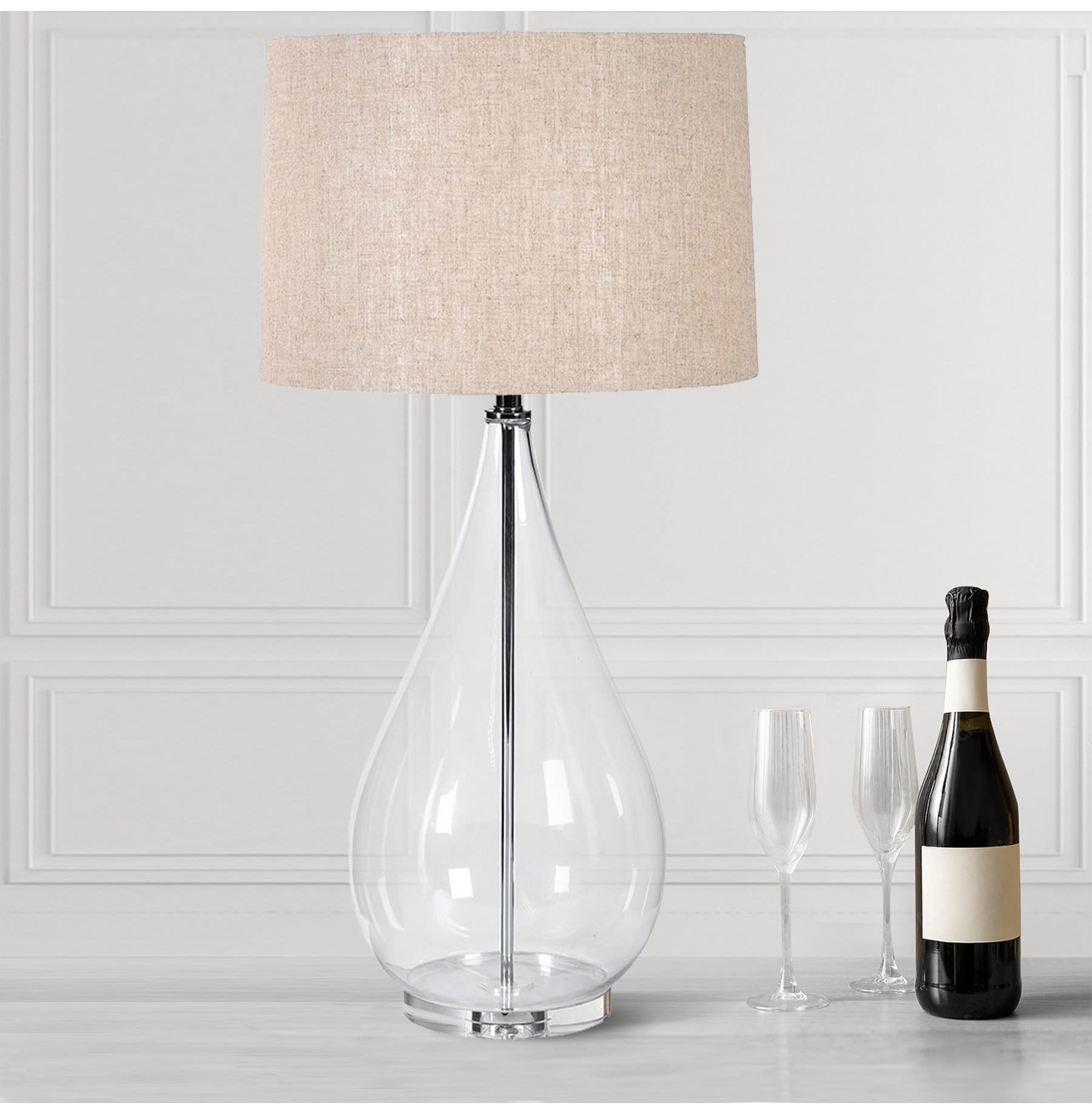 Clear Blown Glass Table Lamp