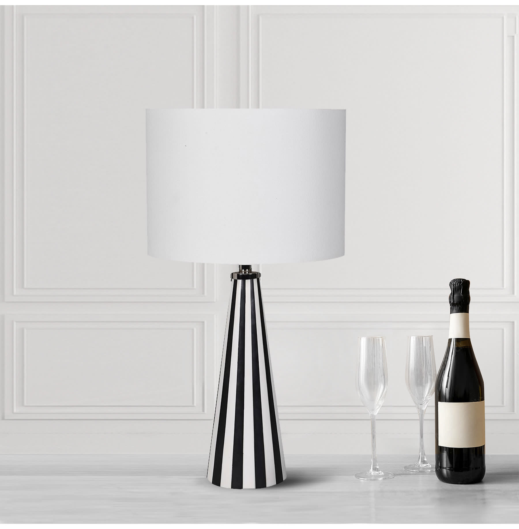 Monochrome Bone Inlay Tapered Table Lamp