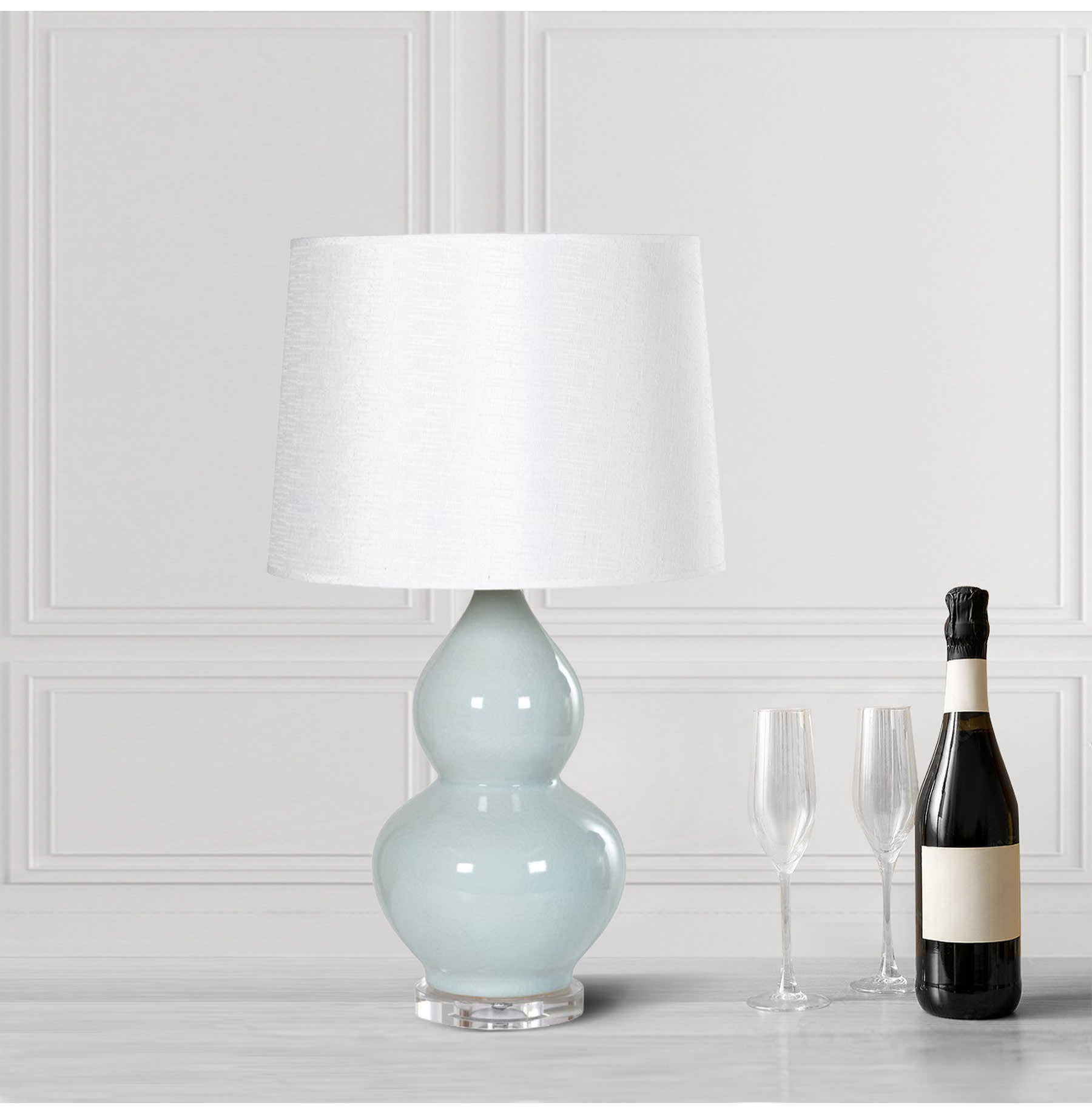 Blue Hourglass Porcelain Table Lamp