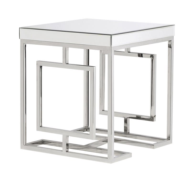 Mirrored Glass Top with Chrome Lamp Table