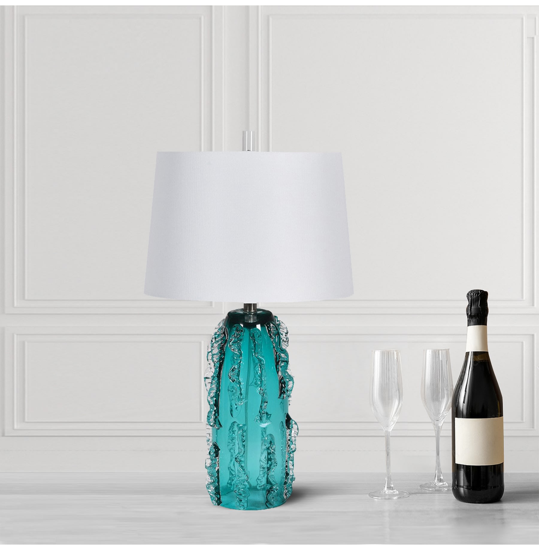 Blue Glass Textured Table Lamp