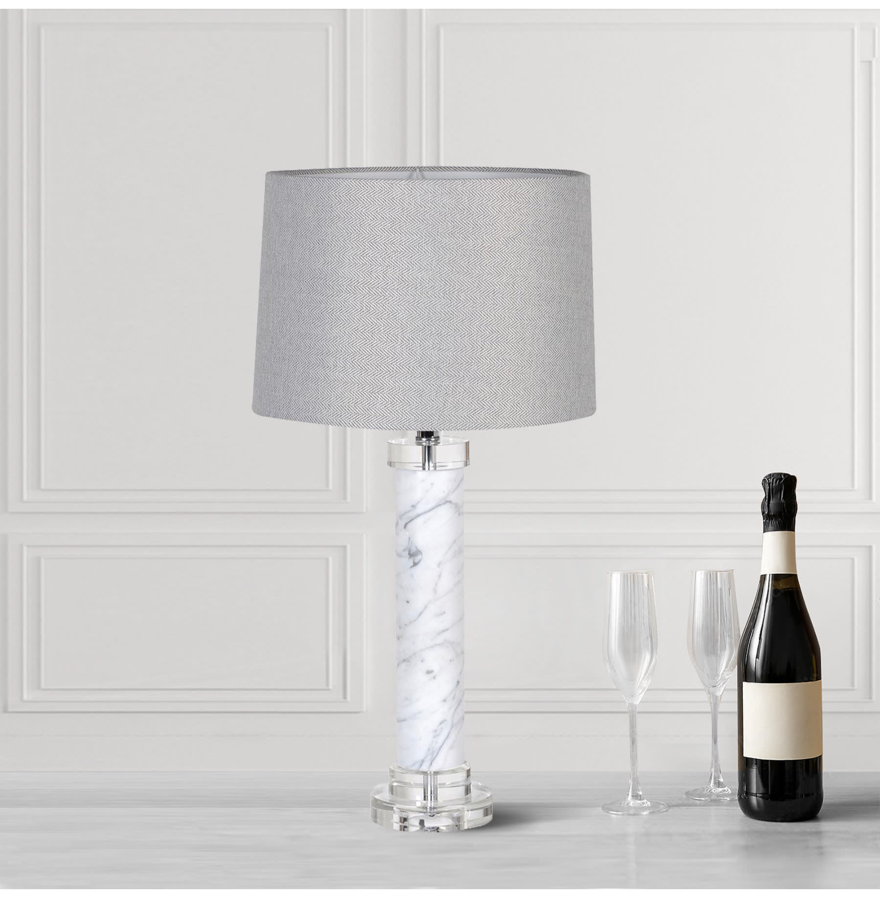 Marble and Acrylic Column Table Lamp