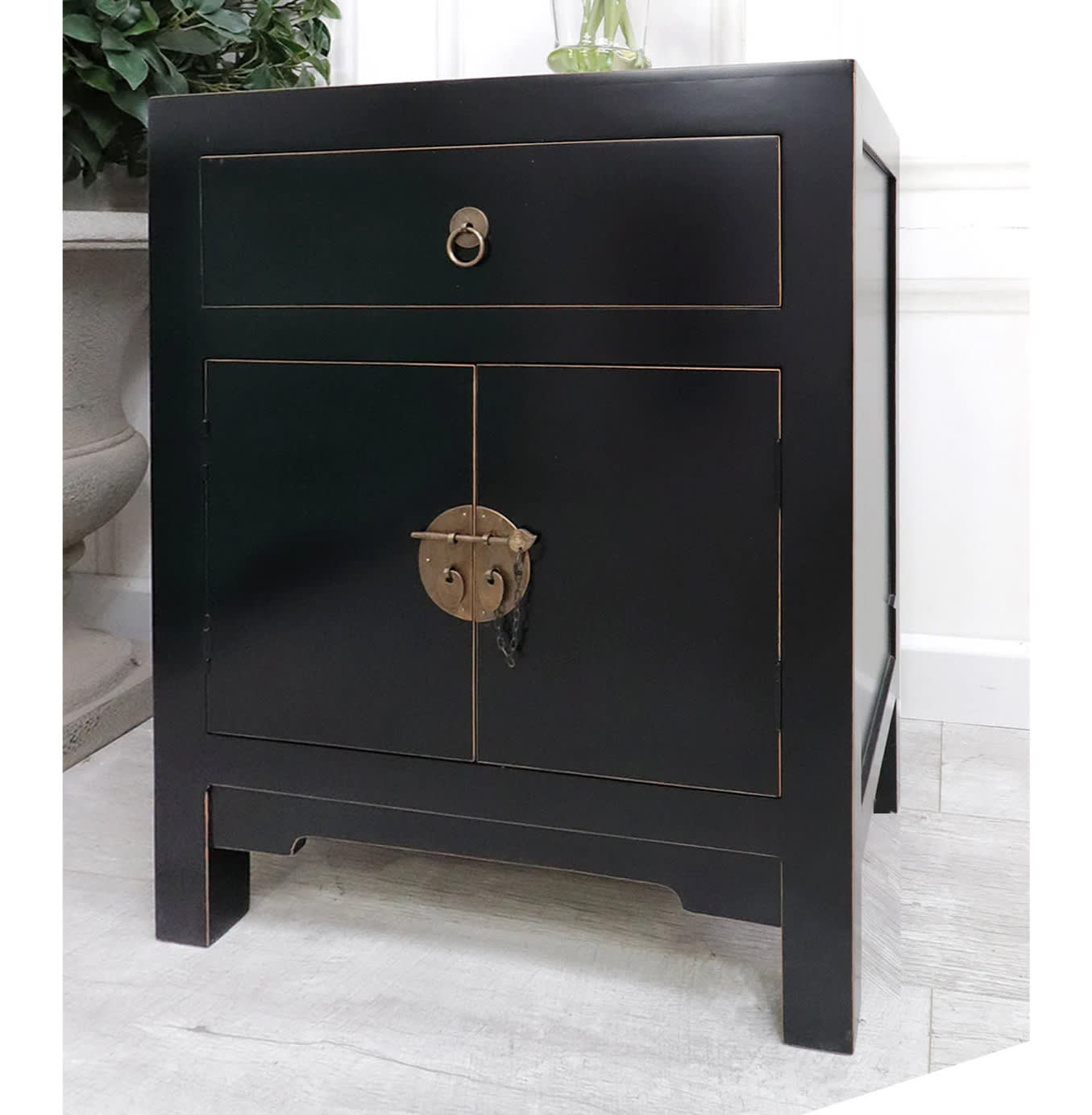 Oriental Style black 1 Drawer Cabinet