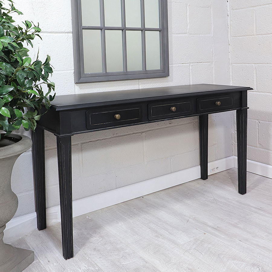 Portobello Black 3 Drawer Hall Table