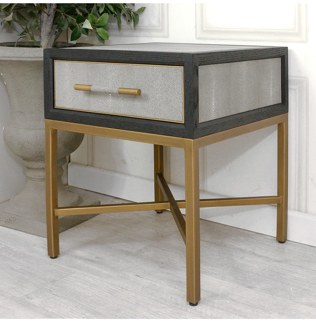 Osaka Grey Border Texture Bedside Table