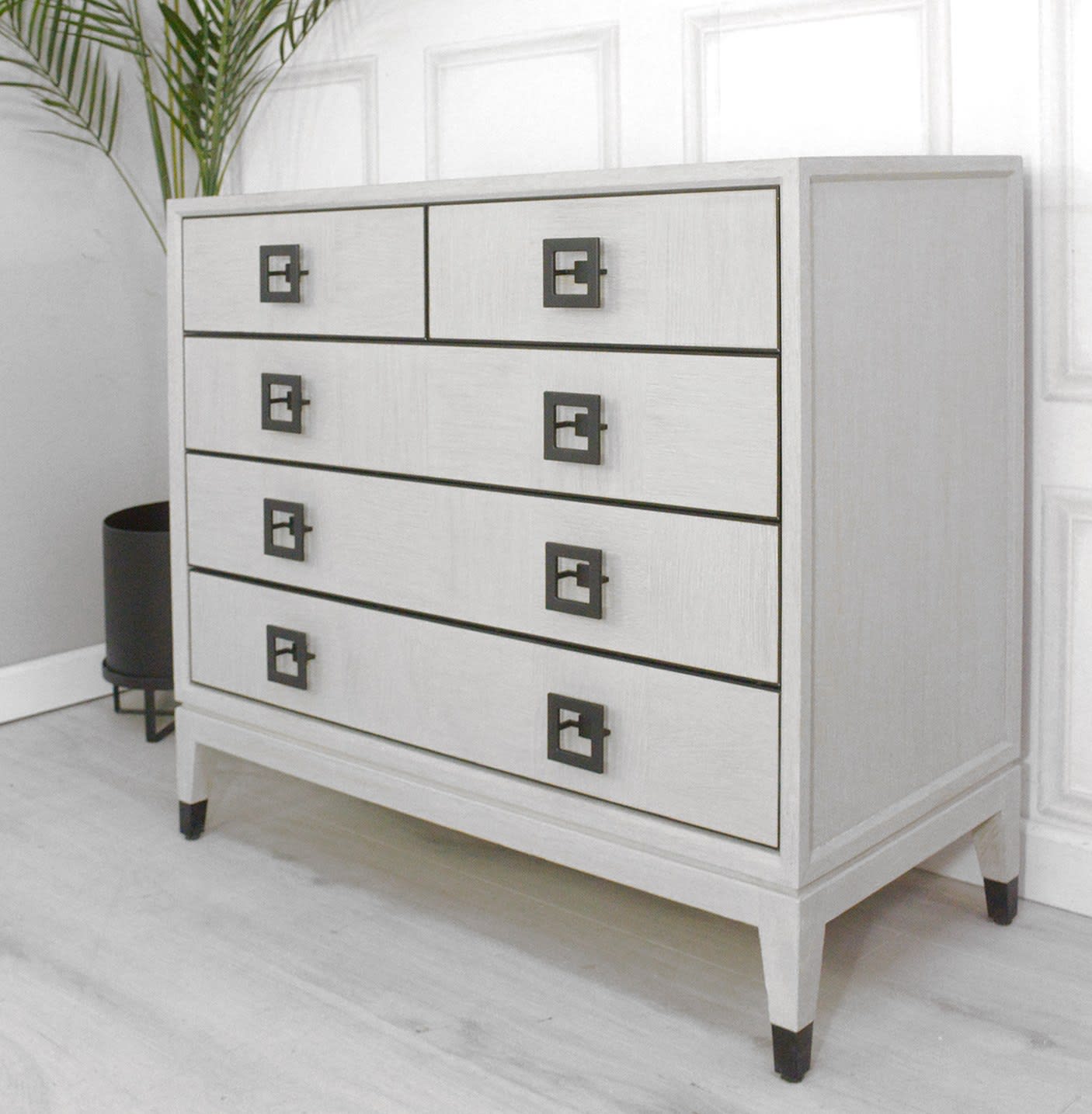 White Boho 5 Drawer Chest