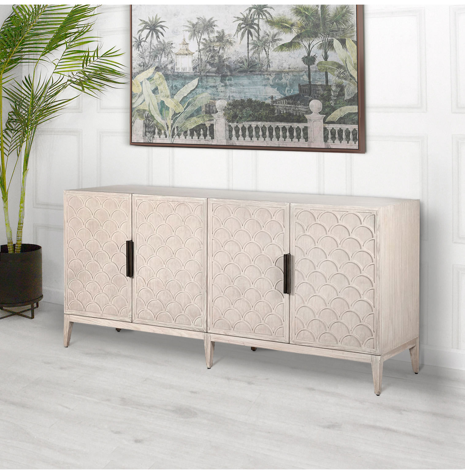 Taurus Cream Scalloped 4 Door Sideboard