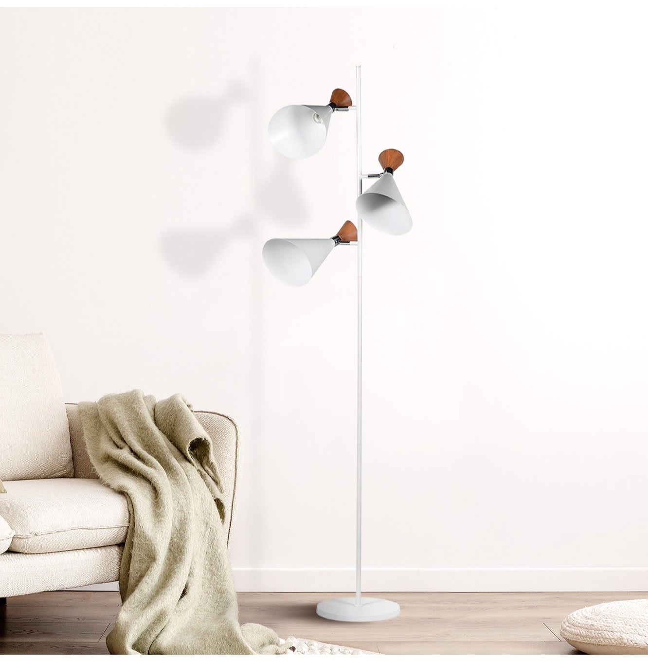 White Tri Bulb Floor Lamp