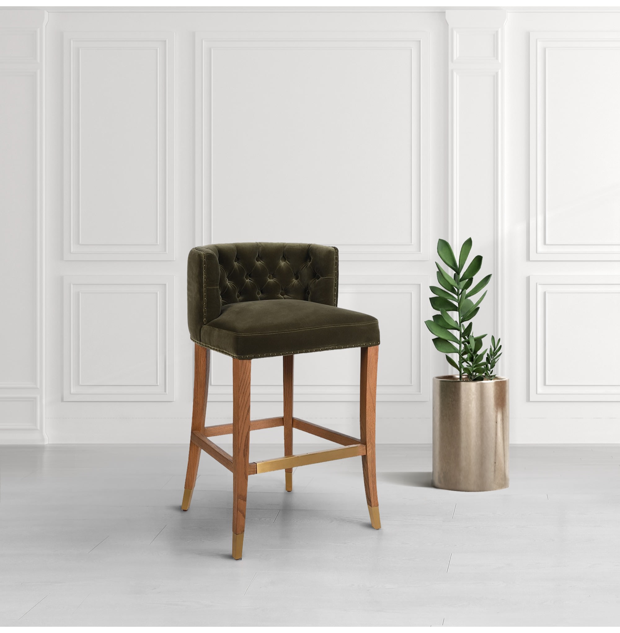 Winston Green Buttoned Barstool