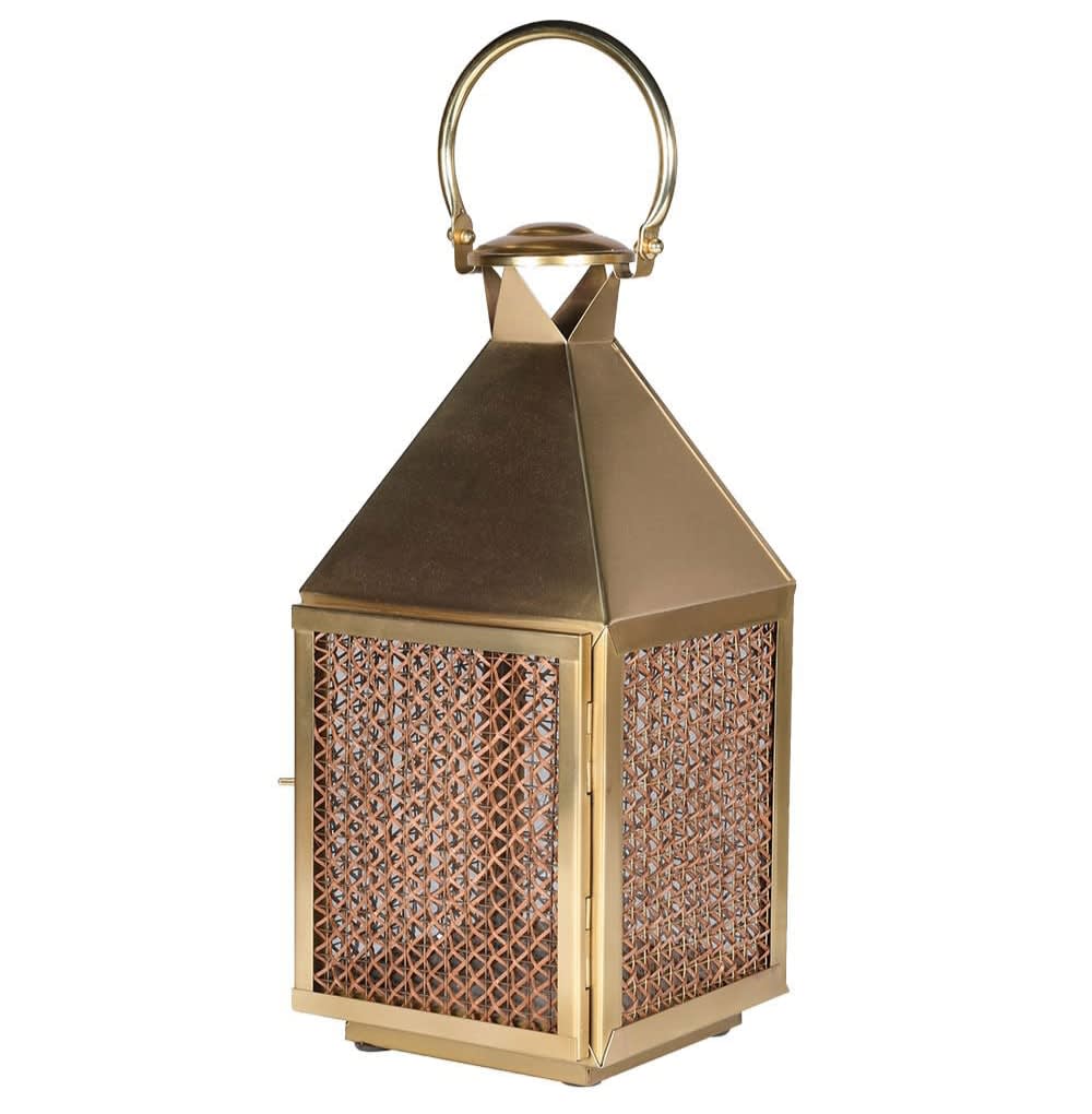 Small Brass and Rattan Lantern