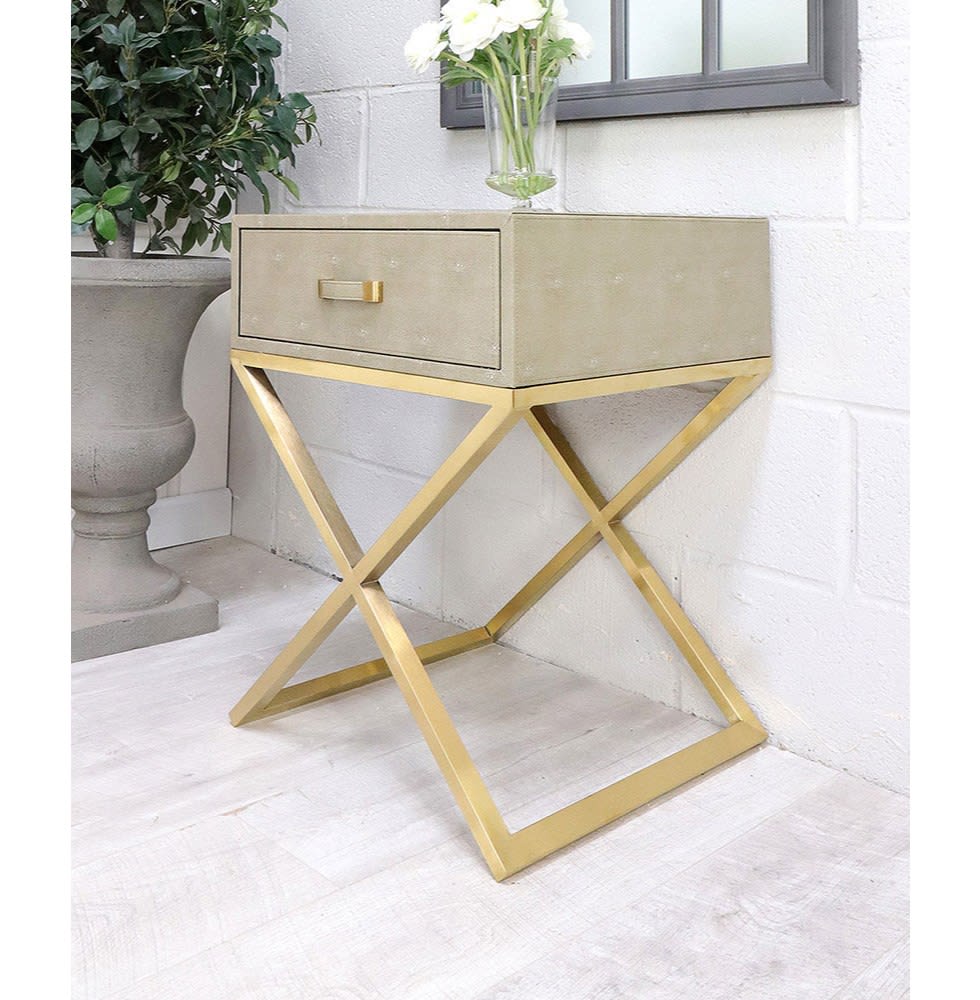 Faux Ostrich Leather Side Table