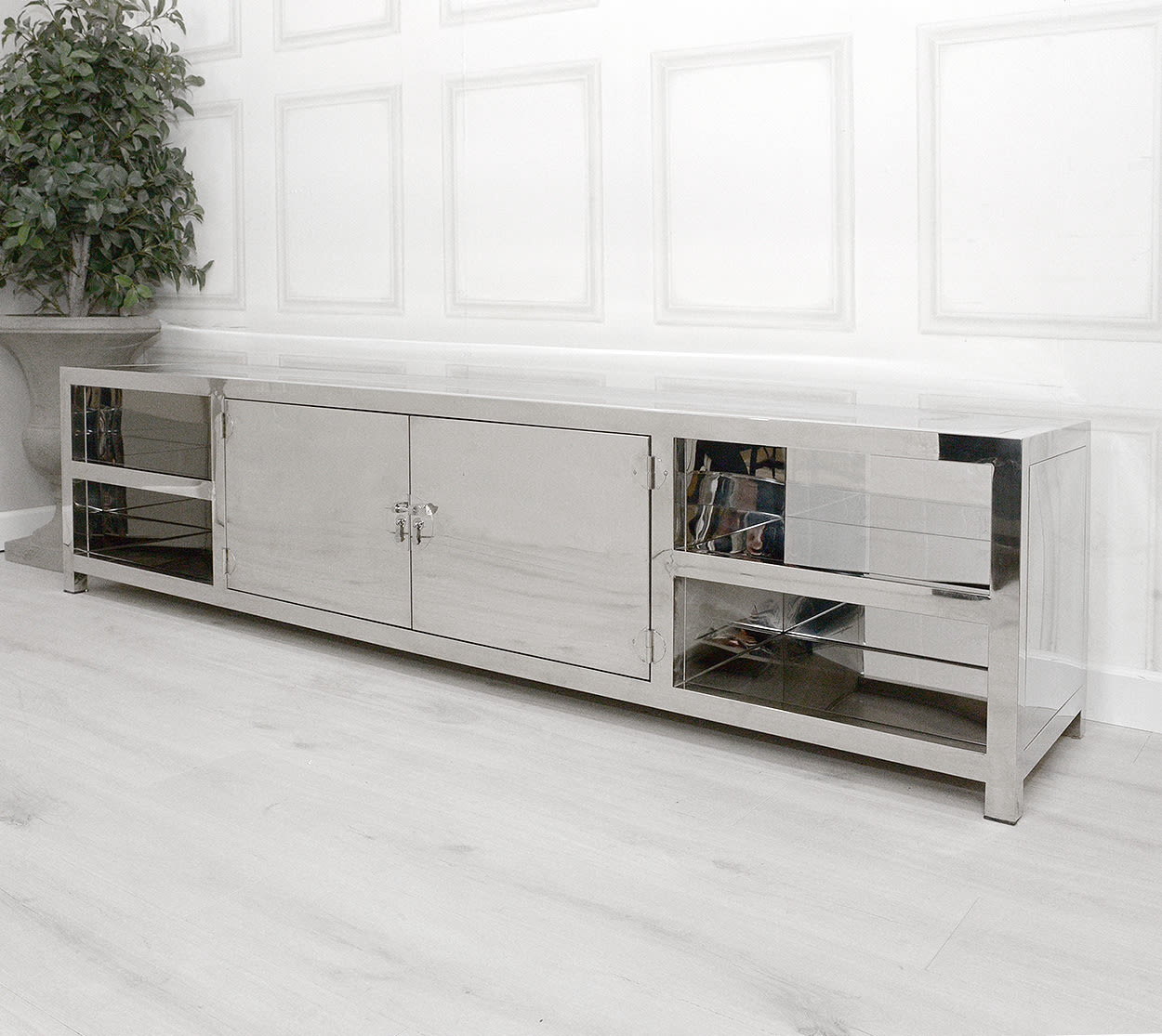 Sloane Chrome TV Unit Low Sideboard