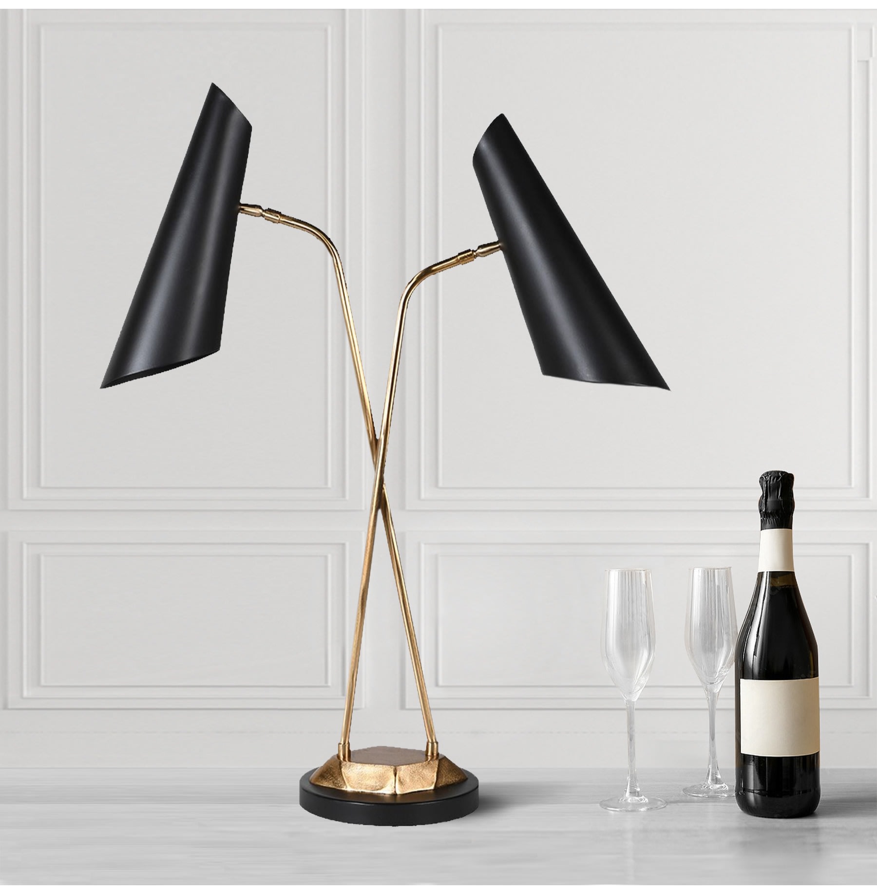 Double Black and Gold Table Lamp