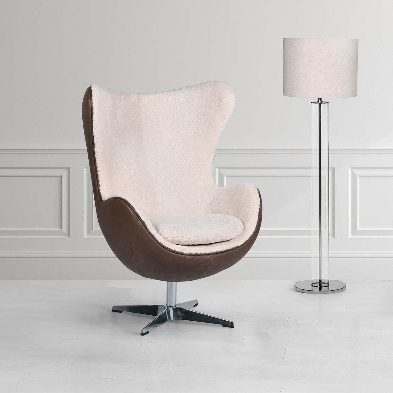 Leather and Sheep Skin Egg Chair 