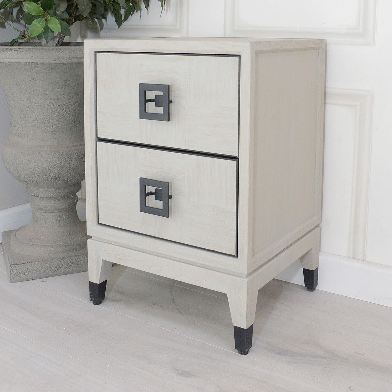 Astor Squares White Bedside Table from the Boho Furniture Collection