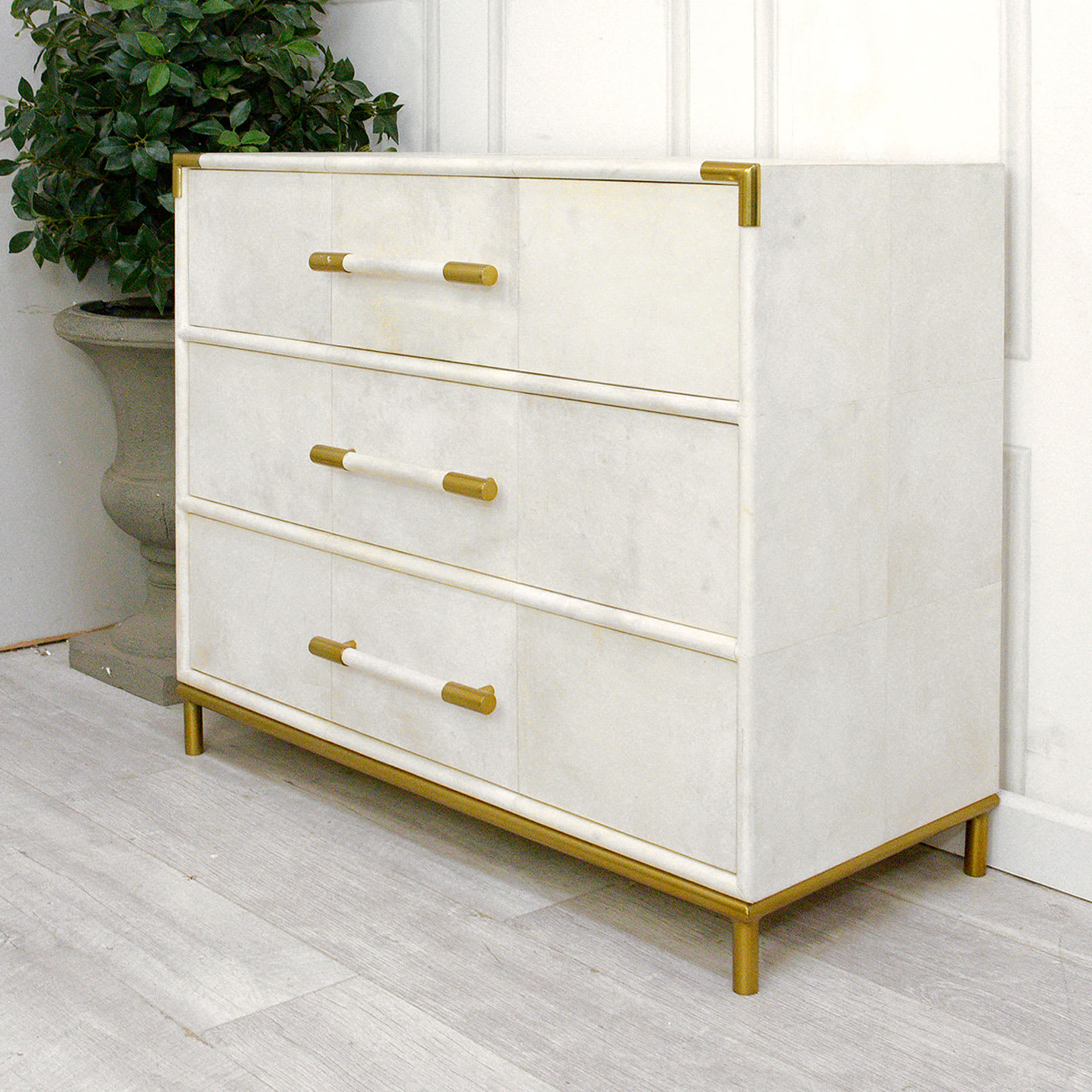 White Leather Chest of Drawers